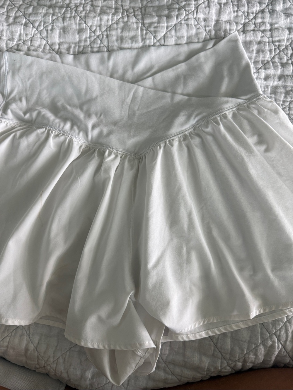 aerie White Athletic Skort with Crossover Waistband